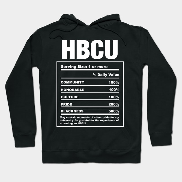 HBCU Nutrition Facts Funny Hoodie by blackartmattersshop